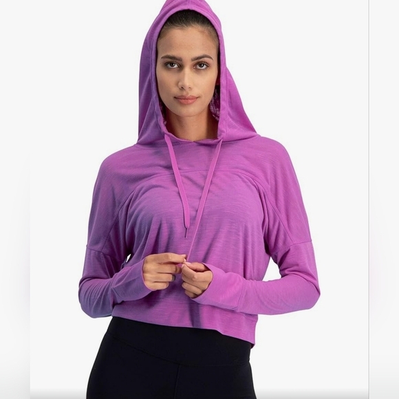 Three Sixty Six Women's Long-Sleeve Crop Top Hoodie, ORCHID, Multiple Sizes - Picture 3 of 10